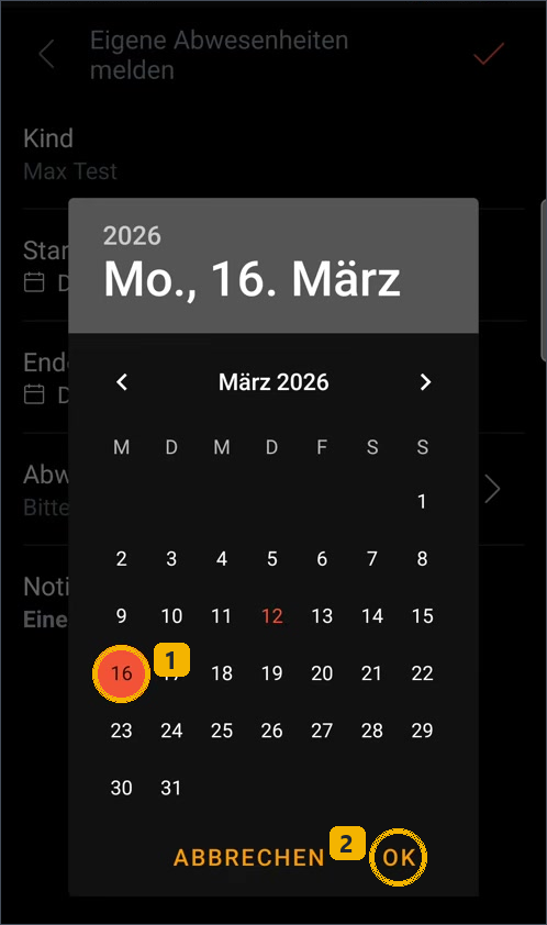 Untis-App: Den richtigen Tag auswählen
